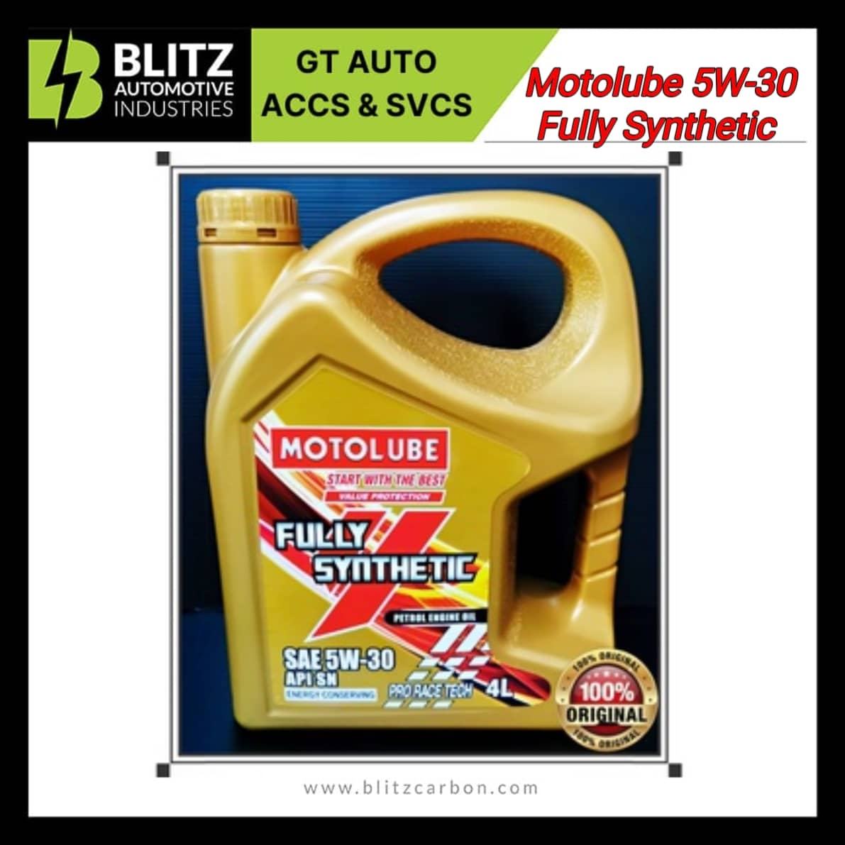 Motolube W Sn Fully Synthetic Petrol Engine Oil W Sn L Minyak