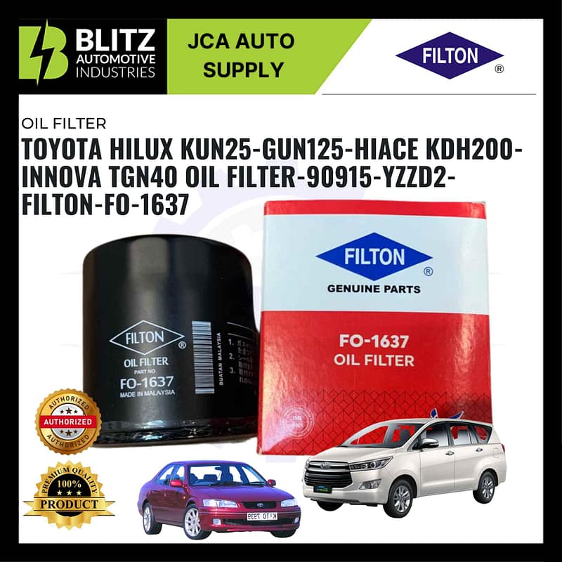 Toyota Hilux Kun25-Gun125-Hiace KDH200-Innova TGN40 Oil Filter-90915-YZZD2-Filton-FO-1637