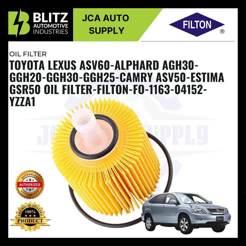 Toyota Lexus ASV60-Alphard AGH30-GGH20-GGH30-GGH25-Camry ASV50-Estima GSR50 Oil Filter-Filton-FO-1163-04152-YZZA1