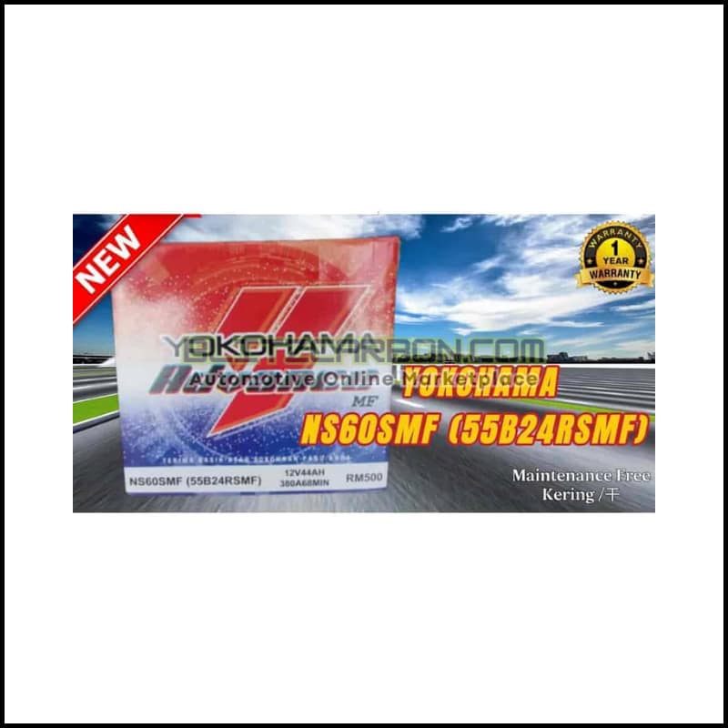 NS60S 55B24RS MF YOKOHAMA Advance Bateri Kereta Batteries Bateri Kereta Avanza Saga BLM Wira Savvy Iriz Nissan C22