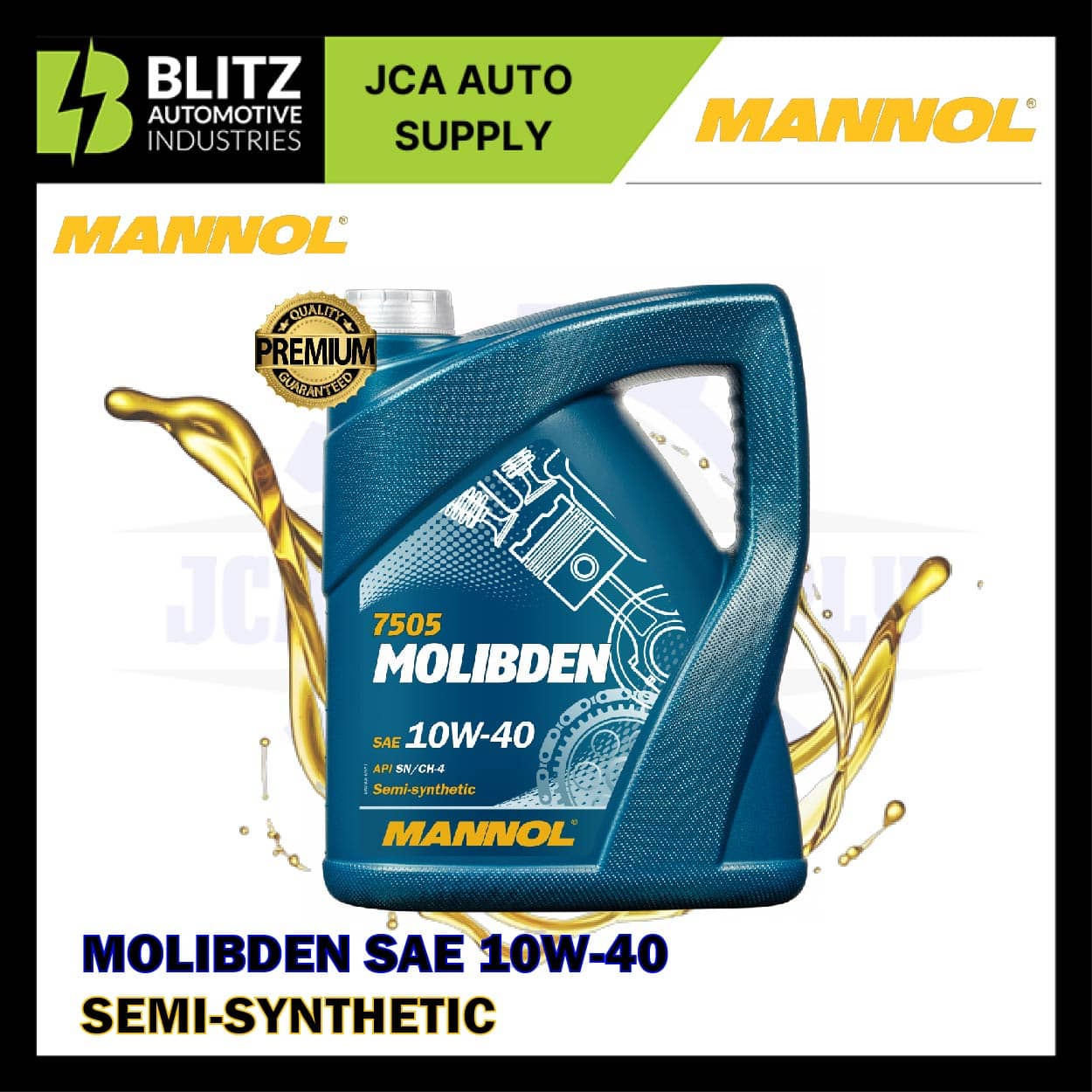 MANNOL 7505 MOLIBDEN SAE 10W-40 SEMI-SYNTHETIC (4L) - Blitzcarbon.com