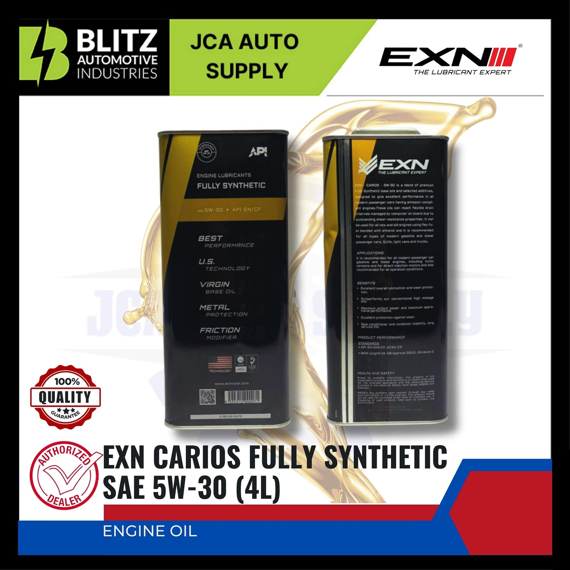 EXN Fully Synthetic Engine Oil Carios (SAE 5W30) API SN/CF 4L