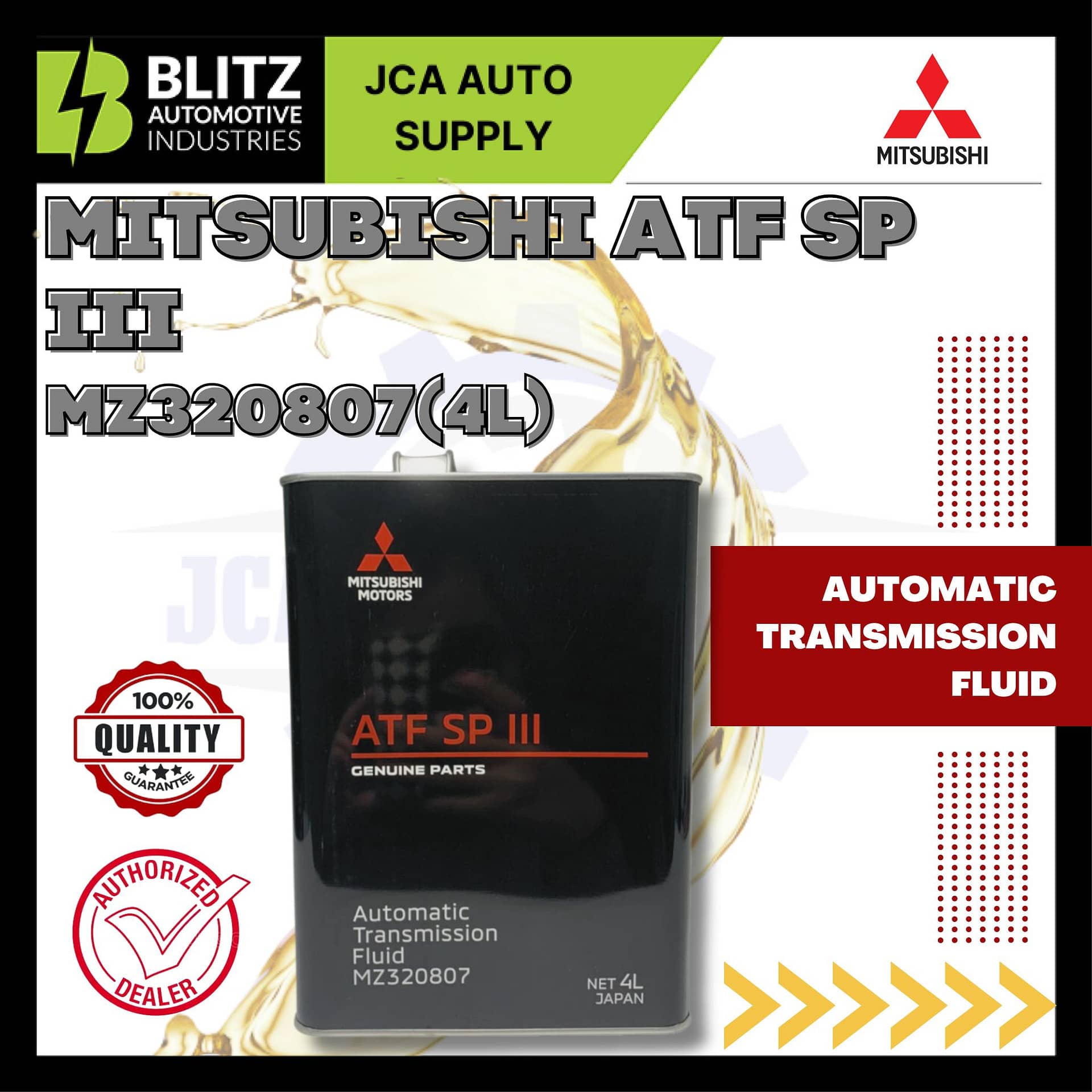 MITSUBISHI ATF SPIII (SP3) AUTOMATIC TRANSMISSION FLUID 4 LITRES ...