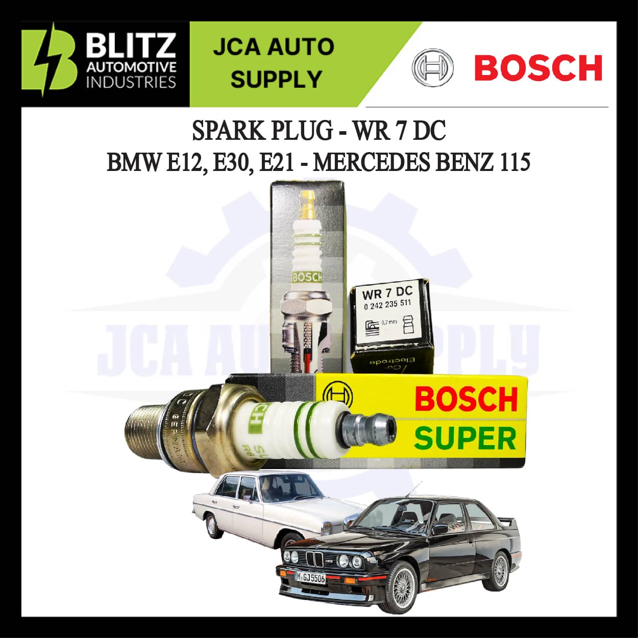BOSCH SPARK PLUG SET (4PCS) - BMW E12,E30,E21-MERCEDES BENZ - WR 7 DC ...