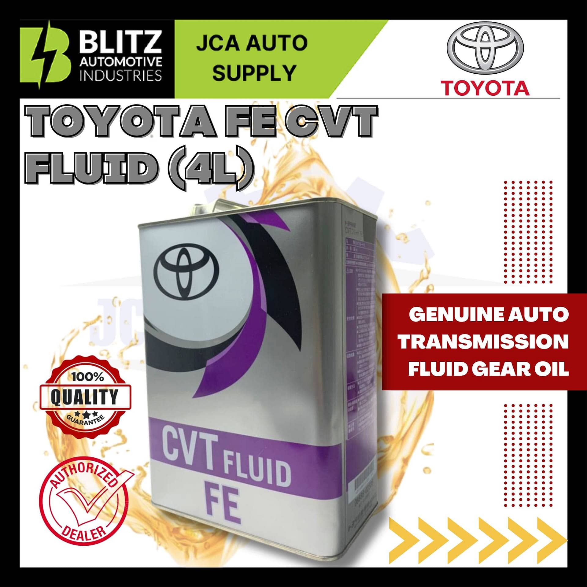 TOYOTA FE CVT FLUID (4LITER) - Blitzcarbon.com
