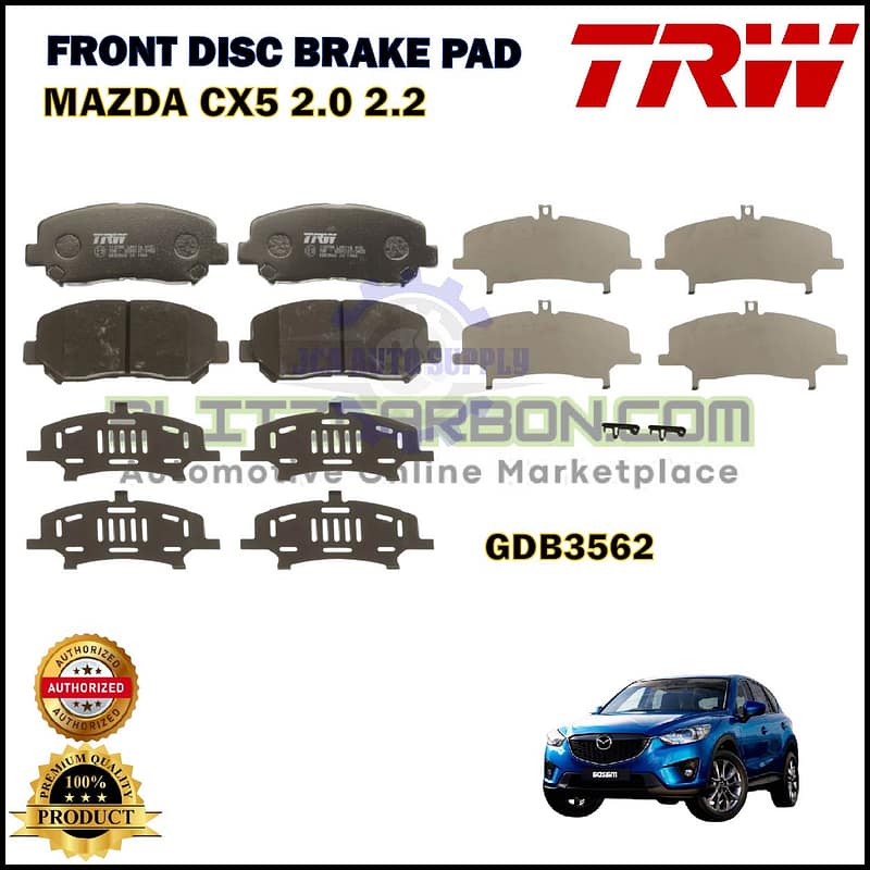 Mazda CX-5 KE-Mazda CX-5 KF-Jeep Cherokee KL-Front Disc Brake Pad-TRW-GDB3562