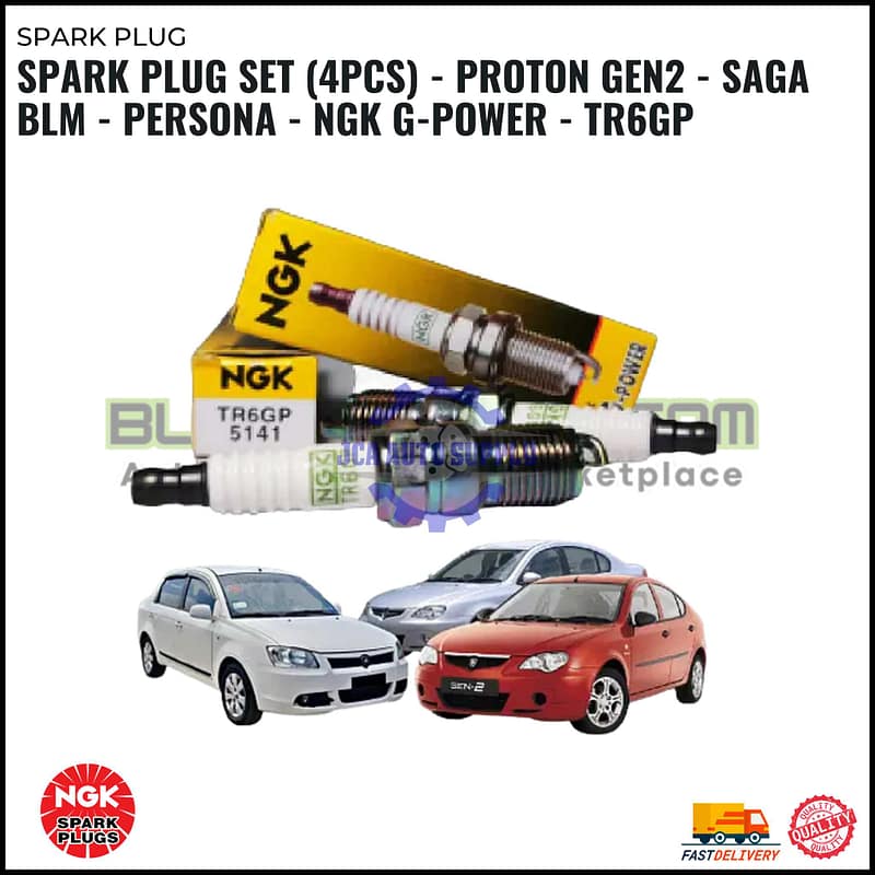 Spark Plug Set (4pcs) - Proton GEN2 - Saga BLM - Persona - NGK G-POWER - TR6GP
