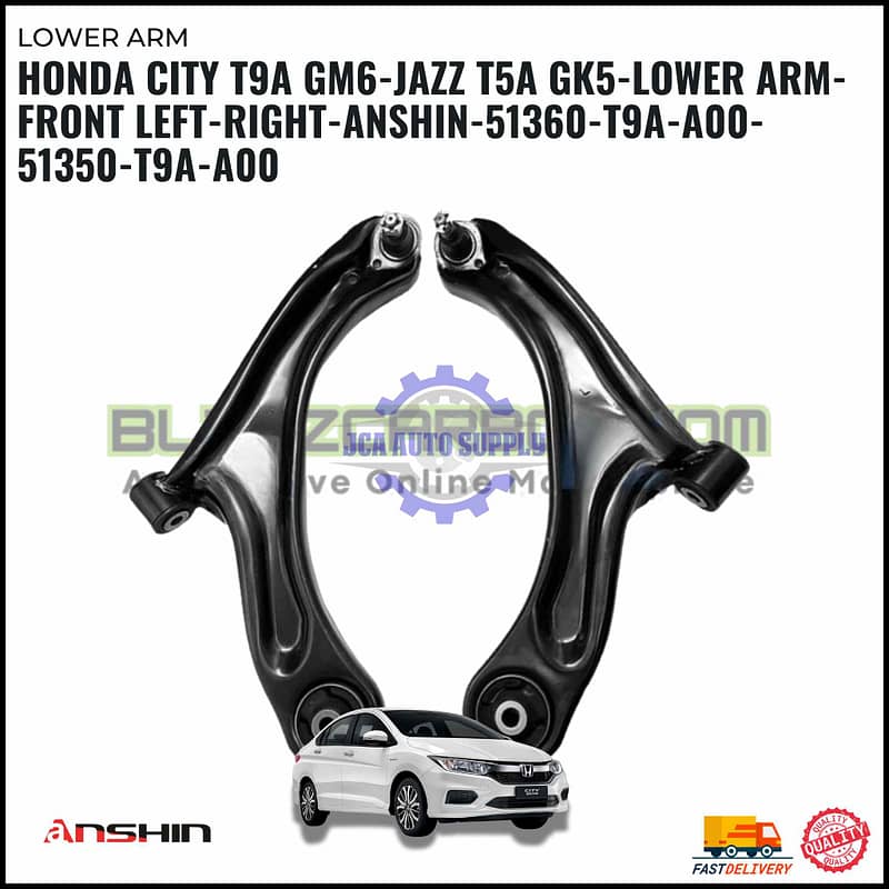 Honda City T9A GM6-Jazz T5A GK5-Lower Arm-Front Left-Right-Anshin-51360-T9A-A00-51350-T9A-A00
