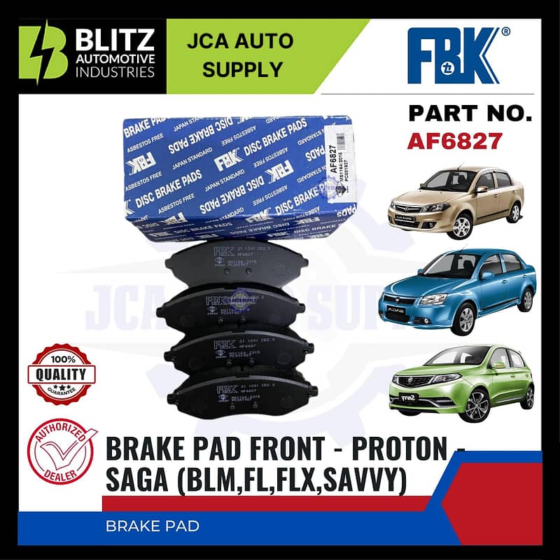 Proton Saga (BLM, FL, FLX, SAVVY) Front Disc Brake Pad - FBK - AF6827