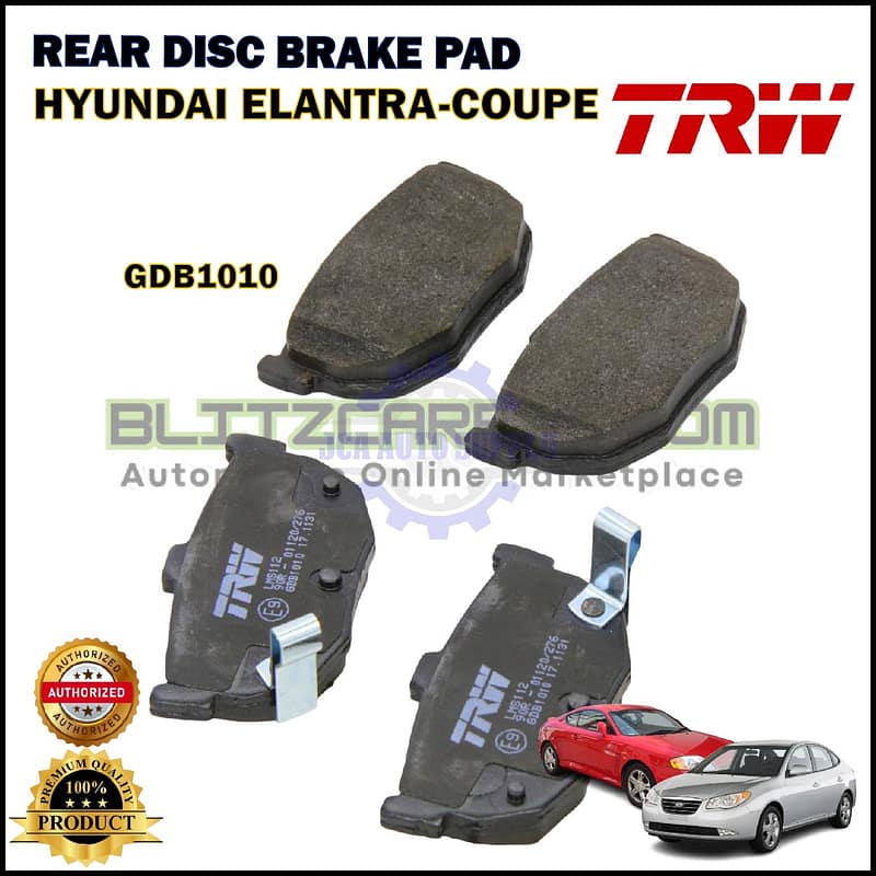 Hyundai Elantra 1.6cc 1.8cc-Hyundai Coupe-Kia Cerato-Spectra-Rear Disc Brake Pad-TRW-GDB1010