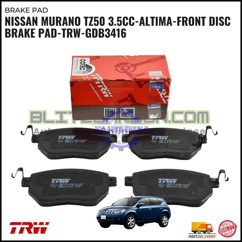 Nissan Murano TZ50 3.5cc-Altima-Front Disc Brake Pad-TRW-GDB3416