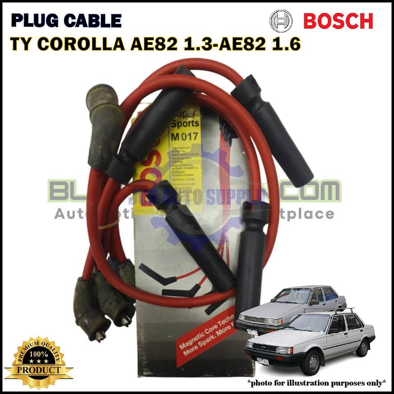 Toyota Corolla AE80 1.3cc-AE82 1.6cc-Celica AT160 1.6cc-Spark Plug Cable-BOSCH-0986AM0017