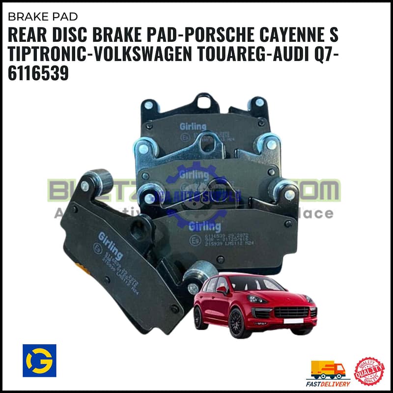 REAR DISC BRAKE PAD-PORSCHE CAYENNE S TIPTRONIC-VOLKSWAGEN TOUAREG-AUDI Q7-6116539