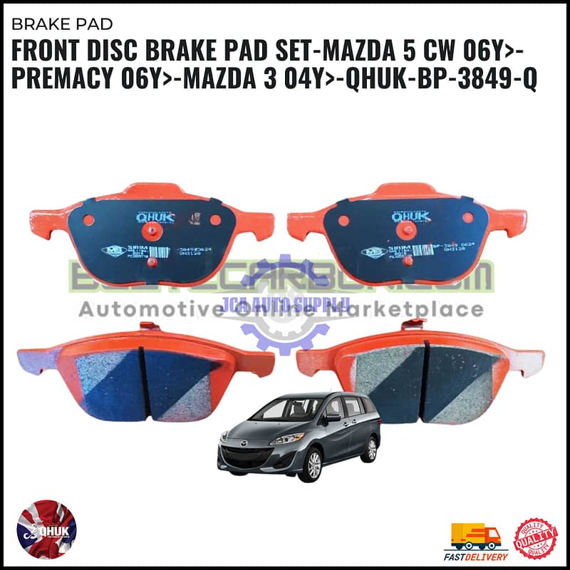 Front Disc Brake Pad Set-Mazda 5 CW 06Y>-PREMACY 06Y>-MAZDA 3 04Y>-QHUK-BP-3849-Q