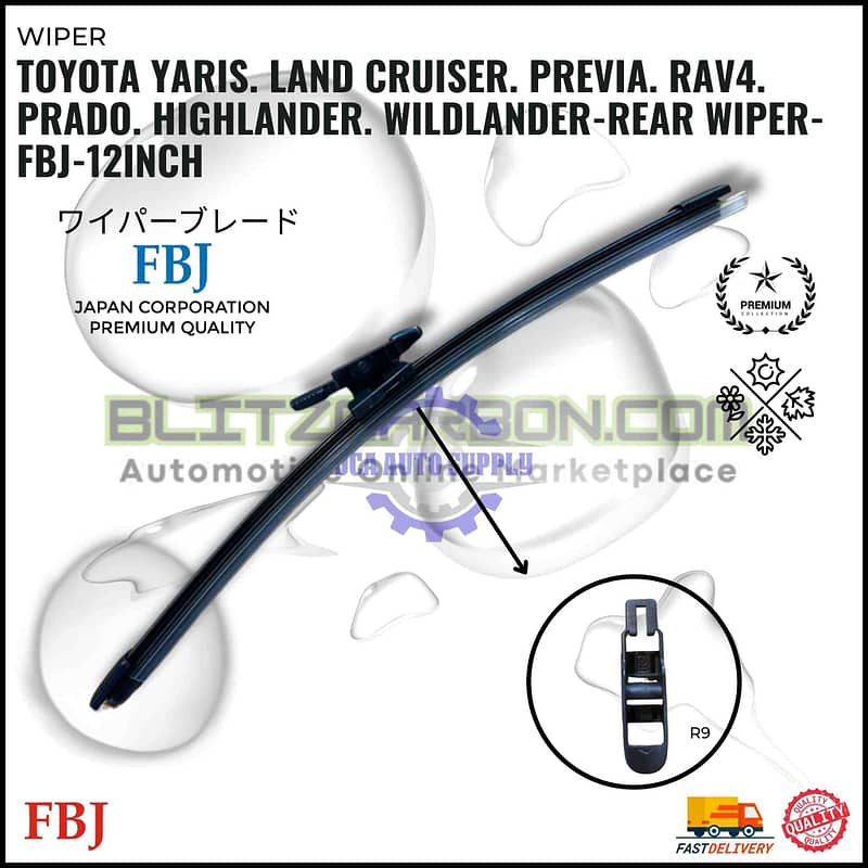 Toyota Yaris. Land Cruiser. Previa. Rav4. Prado. Highlander. Wildlander-Rear Wiper-FBJ-12inch
