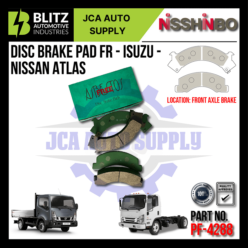 NISSHINBO - FRONT DISC BRAKE PAD (4PCS) PF-4288 - ISUZU - NISSAN - ATLAS