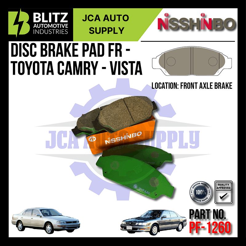 NISSHINBO - FRONT DISC BRAKE PAD (4PCS) - PF-1260 - TOYOTA CAMRY - VISTA