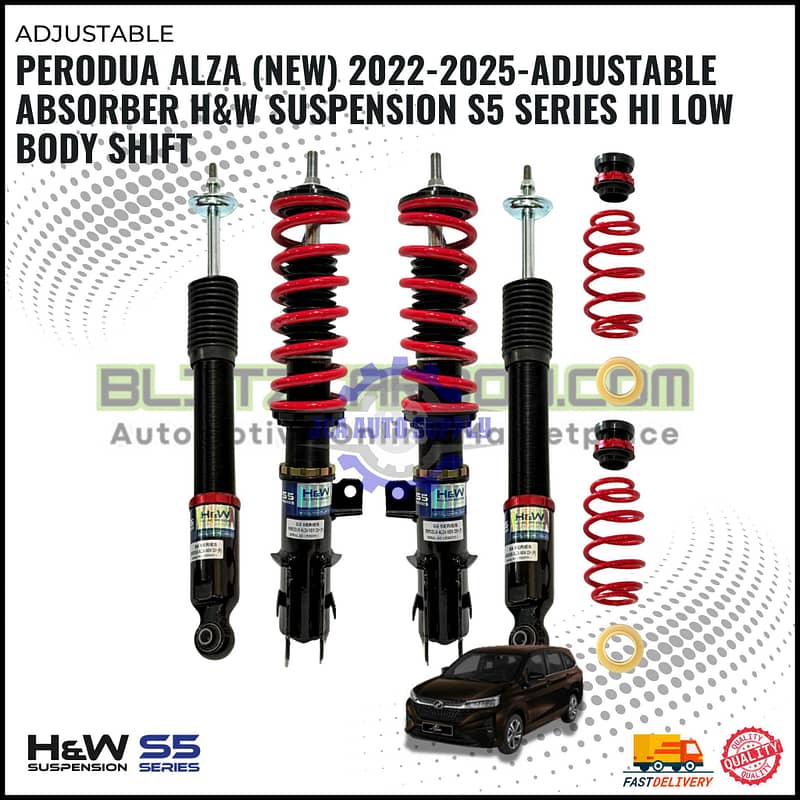 Perodua Alza (New) 2022-2025-Adjustable Absorber H&W Suspension S5 Series Hi Low Body Shift