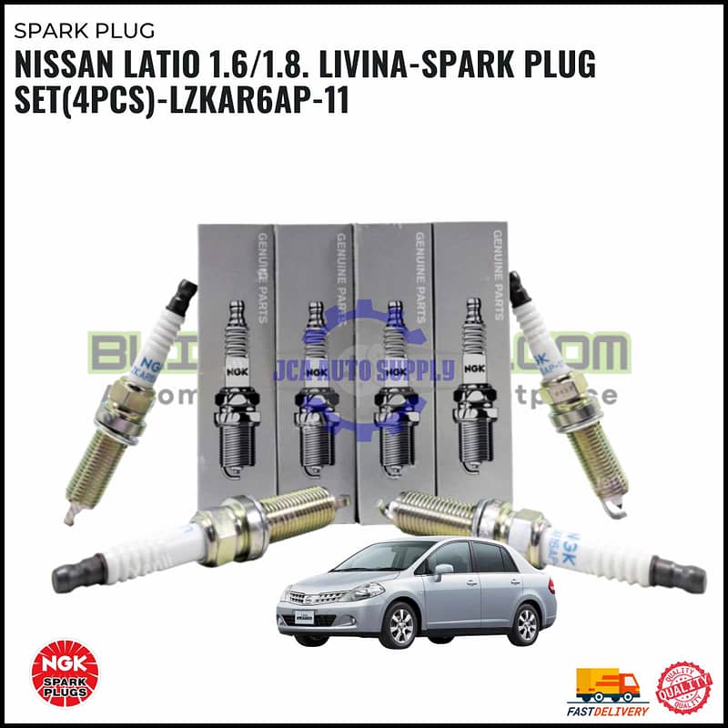 Nissan Latio 1.6/1.8. Livina-Spark Plug Set(4PCS)-LZKAR6AP-11