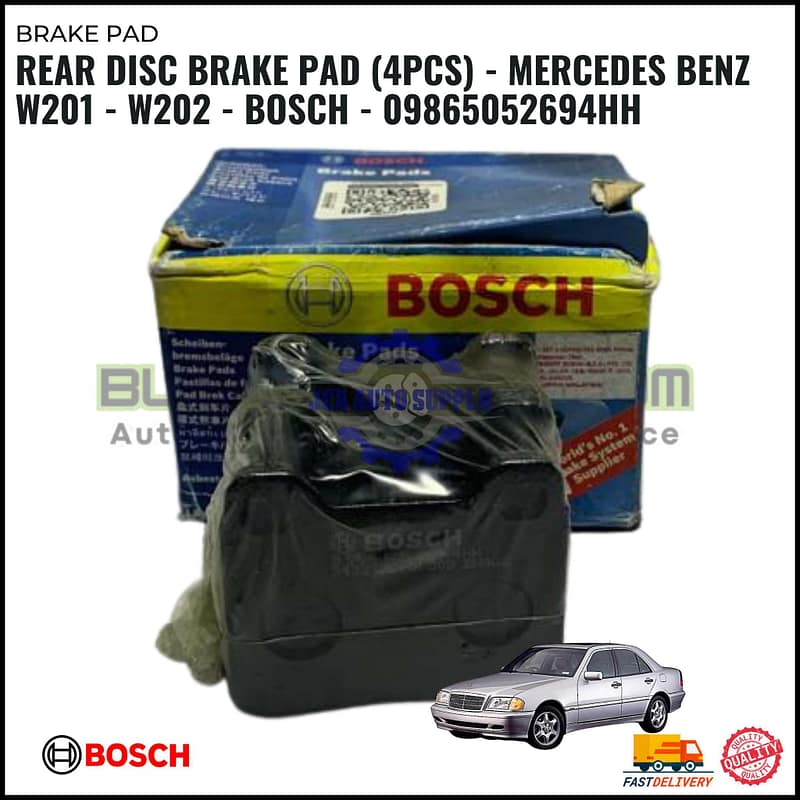 REAR DISC BRAKE PAD (4PCS) - MERCEDES BENZ W201 - W202 - BOSCH - 09865052694HH