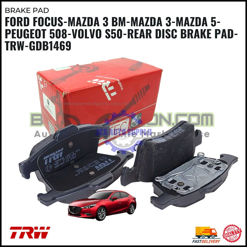 Ford Focus-Mazda 3 BM-Mazda 3-Mazda 5-Peugeot 508-Volvo S50-Rear Disc Brake Pad-TRW-GDB1469