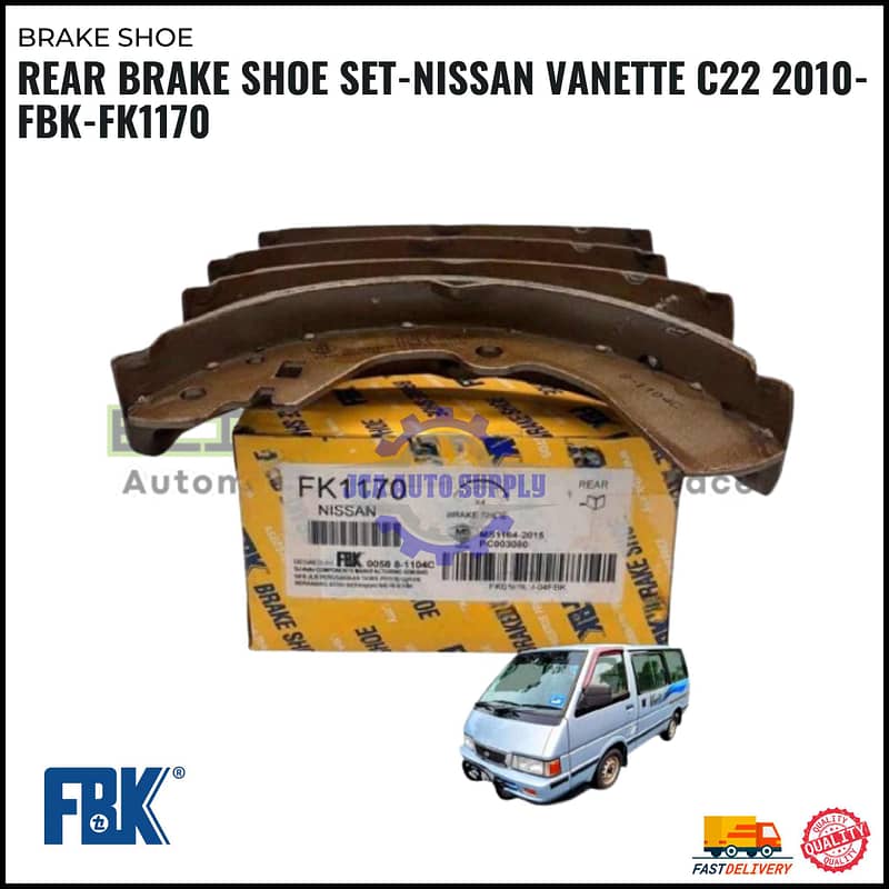 Rear Brake Shoe Set-Nissan Vanette C22 2010-FBK-FK1170