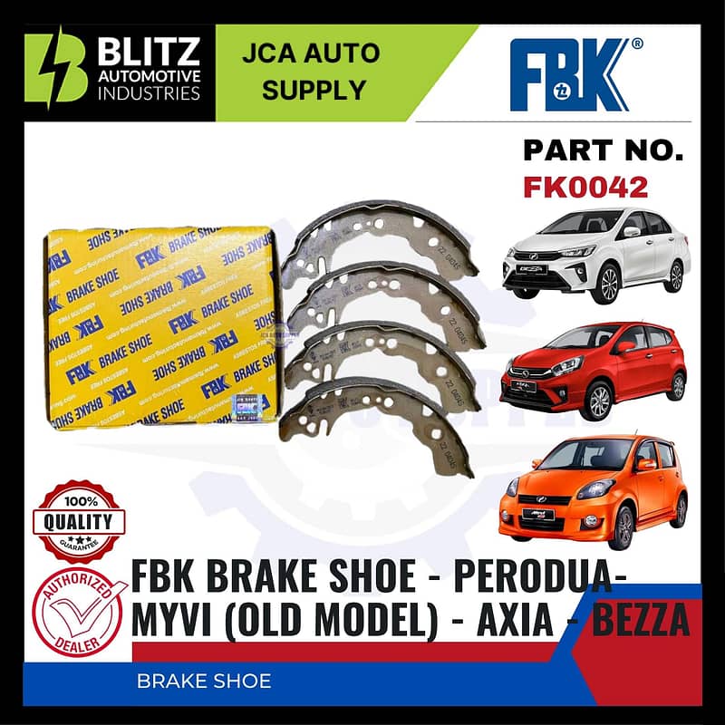 FBK REAR BRAKE SHOE PERODUA MYVI (LAGIBEST) – AXIA - BEZZA -AXIA - FK0042