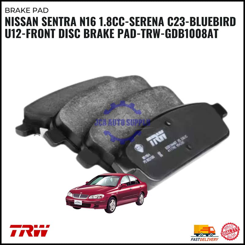 Nissan Sentra N16 1.8cc-Serena C23-Bluebird U12-Front Disc Brake Pad-TRW-GDB1008AT