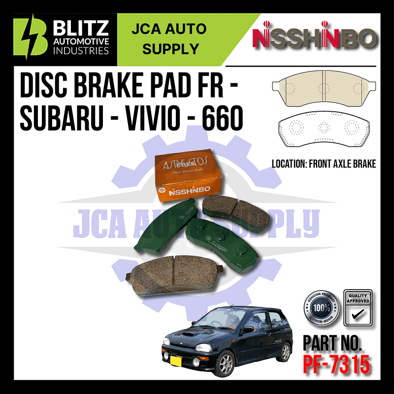 NISSHINBO - FRONT DISC BRAKE PAD (4PCS) - PF-7315 - SUBARU VIVIO 660