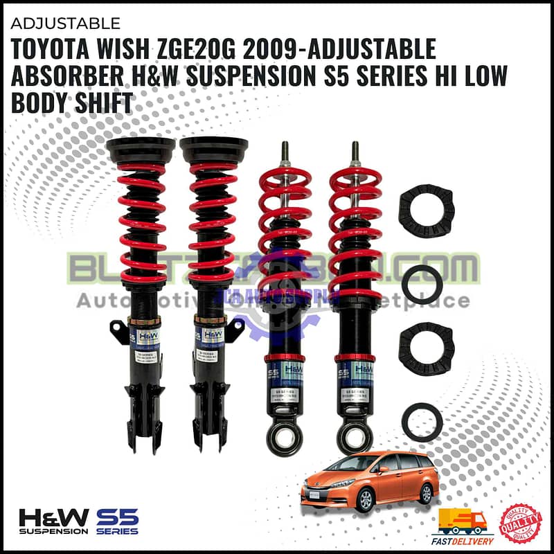 Toyota Wish ZGE20G 2009-Adjustable Absorber H&W Suspension S5 Series Hi Low Body Shift