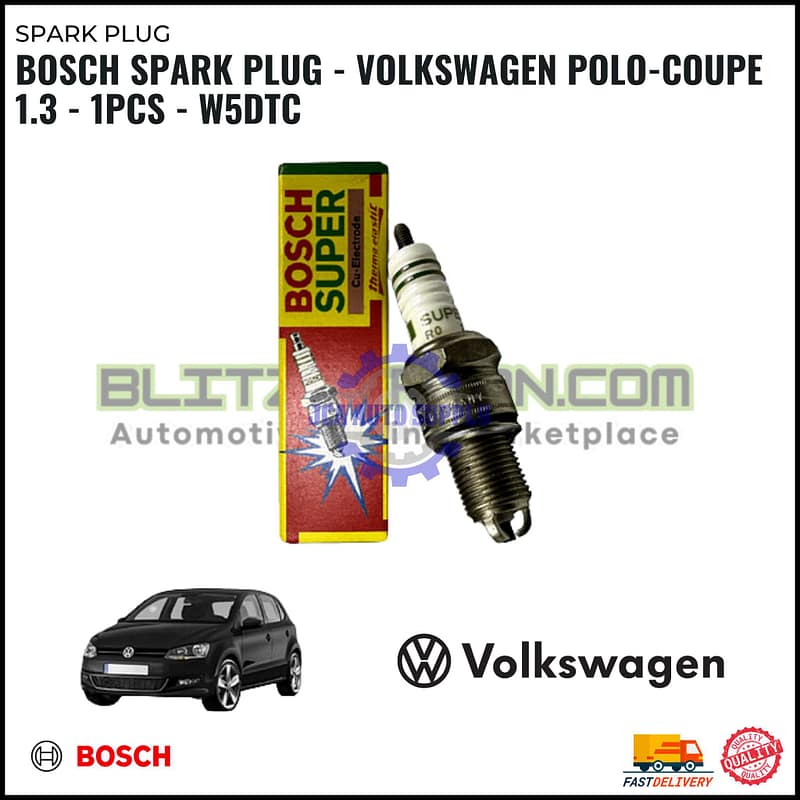 BOSCH Spark Plug - VOLKSWAGEN POLO-COUPE 1.3 - 1PCS - W5DTC