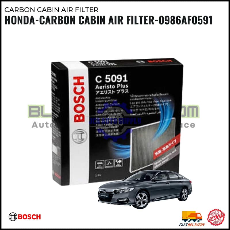 CARBON CABIN AIR FILTER - HONDA - BOSCH -0986AF0591