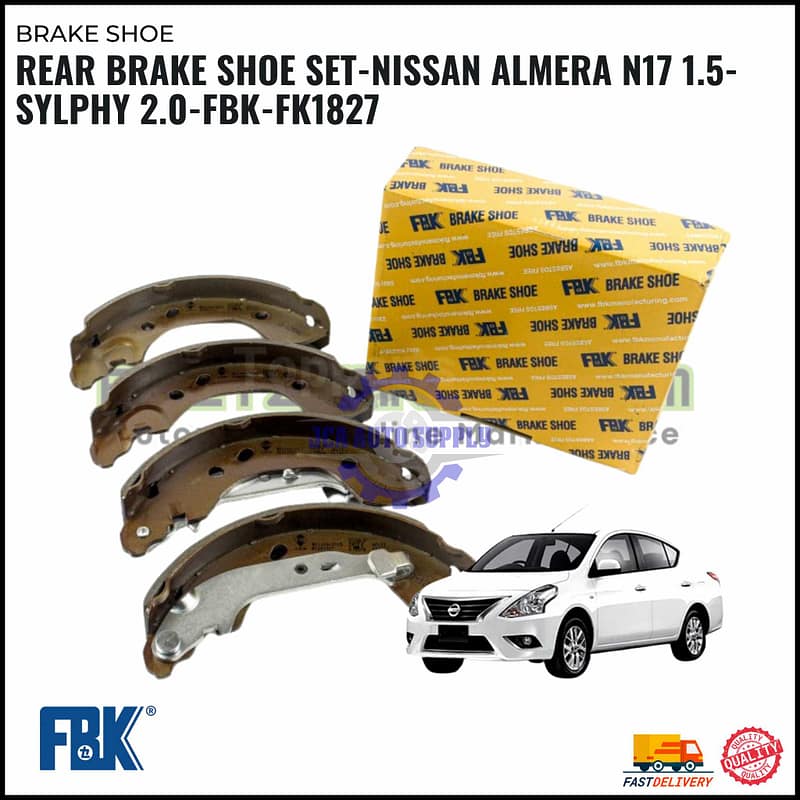 Rear Brake Shoe Set-Nissan Almera N17 1.5-Sylphy 2.0-FBK-FK1827