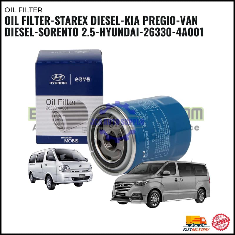 Oil Filter-Starex Diesel-Kia Pregio-Van Diesel-Sorento 2.5-Hyundai-26330-4A001