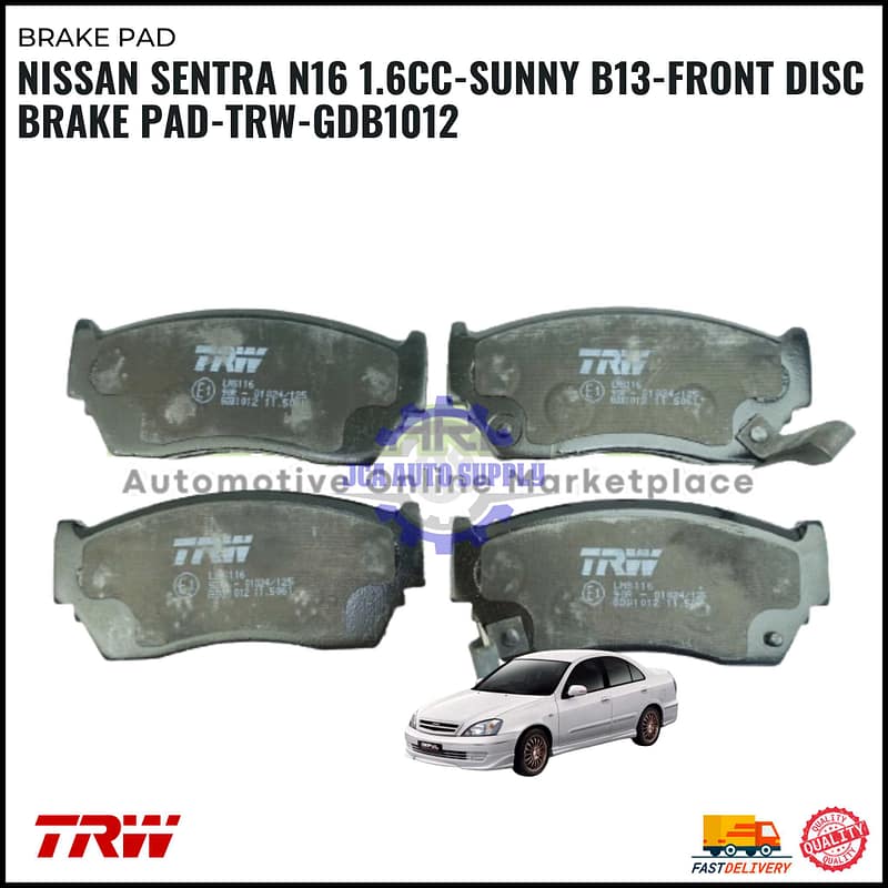 Nissan Sentra N16 1.6CC-Sunny B13-Front Disc Brake Pad-TRW-GDB1012