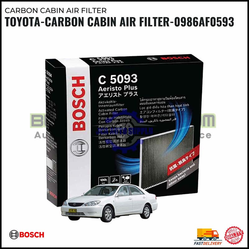 CARBON CABIN AIR FILTER - TOYOTA - BOSCH - 0986AF0593