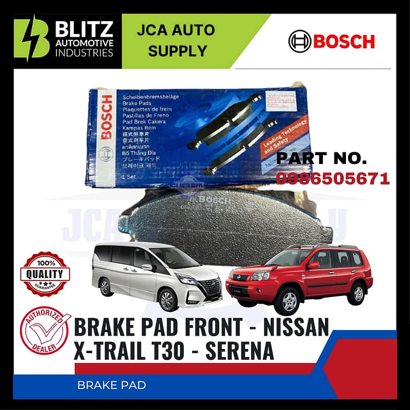 Nissan X-Trail T30 - Serena Front Brake Pads - BOSCH - 0986505671