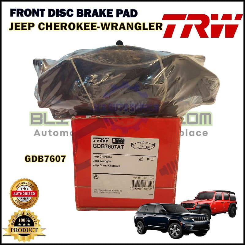 Jeep Cherokee-Wrangler-Grand Cherokee-Front Disc Brake Pad-TRW-GDB7607