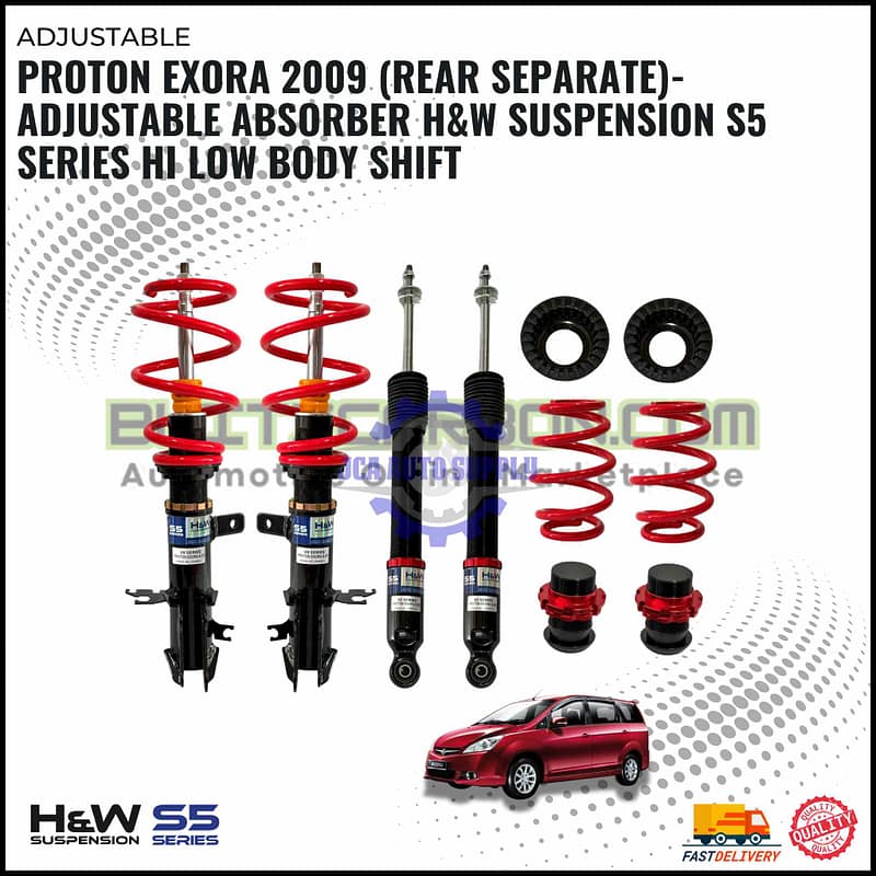 Proton Exora 2009 (Rear Separate)-Adjustable Absorber H&W Suspension S5 Series Hi Low Body Shift