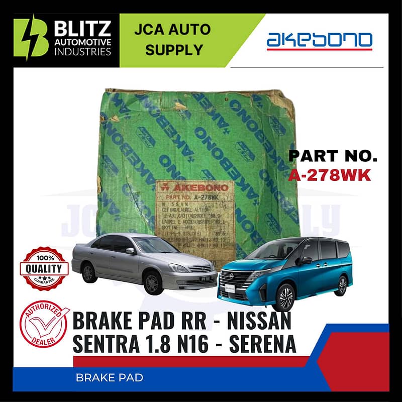 NISSAN - SENTRA 1.8 N16 - SERENA - Front Brake Pads - AKEBONO - A-278WK-