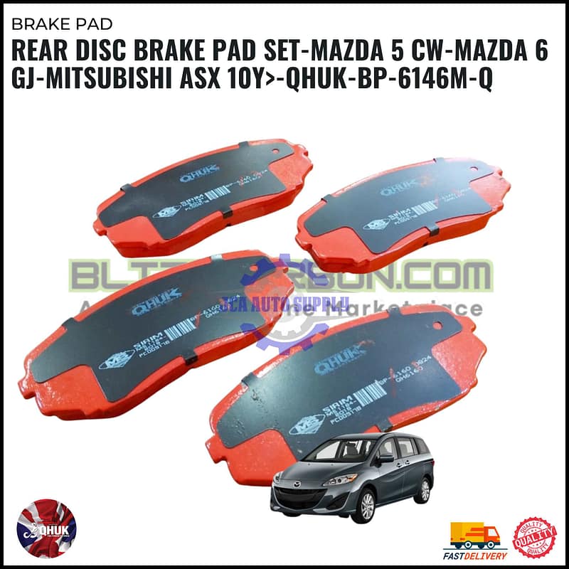 Rear Disc Brake Pad Set-Mazda 5 CW-Mazda 6 GJ-Mitsubishi ASX 10Y>-QHUK-BP-6146M-Q