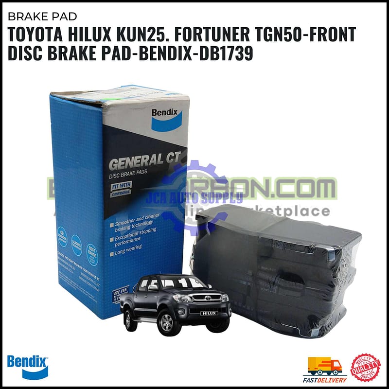 Toyota Hilux KUN25. Fortuner TGN50-Front Disc Brake Pad-BENDIX-DB1739