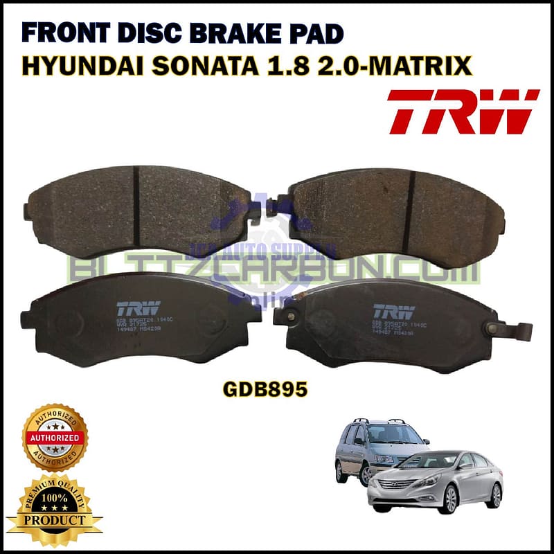 Hyundai Sonata 1.8cc 2.0cc-Matrix-Avante-Front Disc Brake Pad-TRW-GDB895