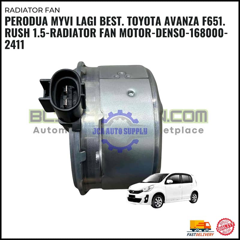Perodua Myvi Lagi Best. Toyota Avanza F651. Rush 1.5-Radiator Fan Motor-Denso-168000-2411