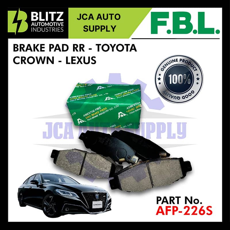 FBL REAR DISC BRAKE PAD (4PCS) - TOYOTA CROWN, LEXUS, GR SUPRA - AFP-226S