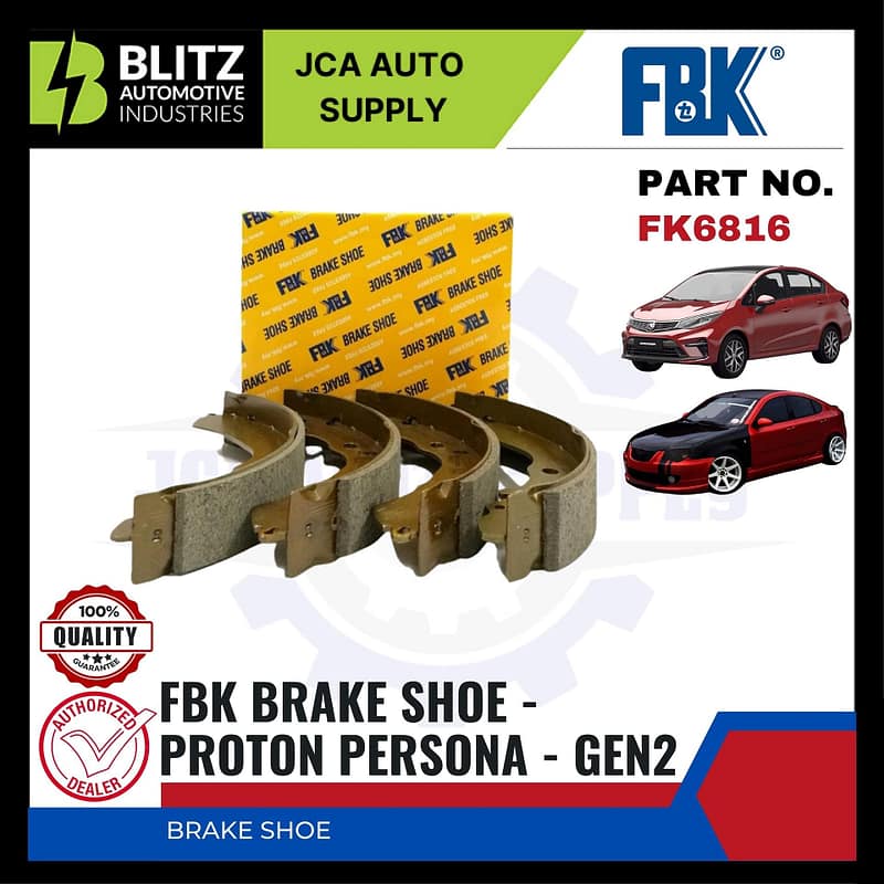 Proton GEN2 - Persona Rear Brake Shoe - FBK - FK6816