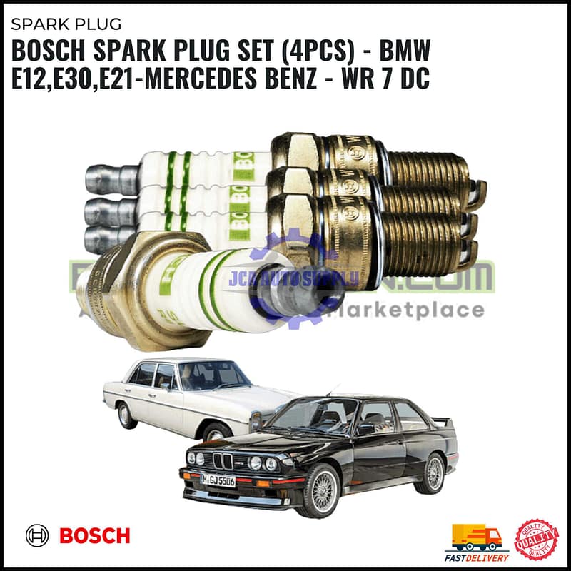 BOSCH SPARK PLUG SET (4PCS) - BMW E12,E30,E21-MERCEDES BENZ - WR 7 DC