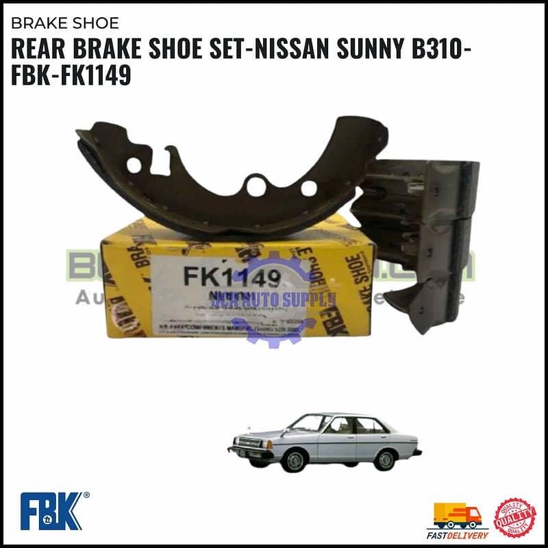 Rear Brake Shoe Set-Nissan Sunny B310-FBK-FK1149
