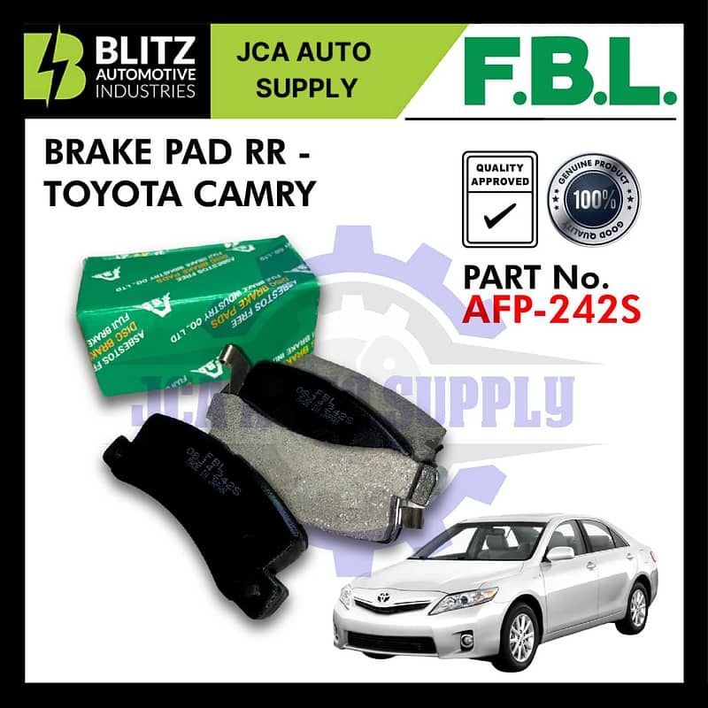 FBL REAR DISC BRAKE PAD (4PCS) - TOYOTA CAMRY, HARRIER - AFP-242S