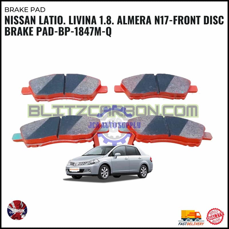 Nissan Latio. Livina 1.8. Almera N17-Front Disc Brake Pad-BP-1847M-Q